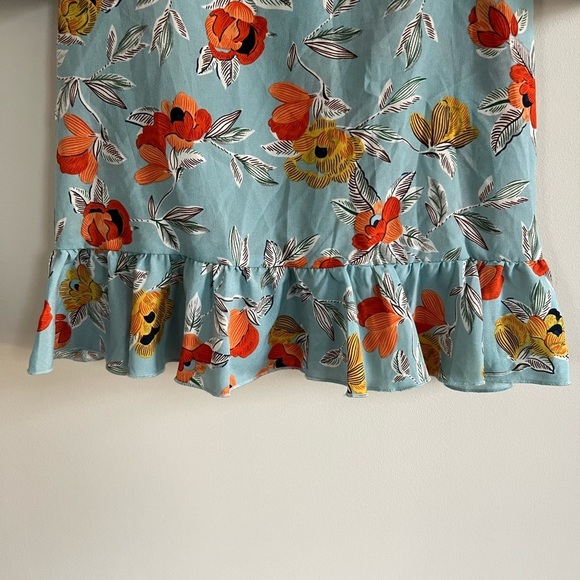 Pretty Little Things women’s NWT Turquoise Floral Printed Frill true Wrap Dress4 - Picture 9 of 11